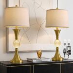 Oneach 28.5" Gold Table Lamps Set of 2, Tall Luxury Bedside Lamps with Night Lig... - Image 2