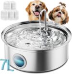 Oneisall Pet Water Fountain with 5 Set Filters, 7L/230oz Quiet Dog Water Dispens... - Image 2