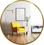 Oruii Gold Round Mirror, Golden Round Mirror 24 inch, Circle Wall Mirrors Metal ... - Image 2