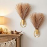 Otoolling 2 Pieces Hanging Plant Wall Decor with Artificial Pampas Grass Metal H... - Image 2