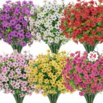Ouddy Decor 24 Bundles Artificial Flowers for Outdoors Fake Silk Flowers Faux Pl... - Image 2