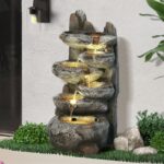 Outdoor Cascading Rock Water Fountain, 6-Tiers Fountains and Waterfalls with LED... - Image 2