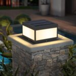 Outdoor Landscape Post Light, Modern 2-in-1 Solar and High Voltage Wired Waterpr... - Image 2