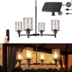 Outdoor Solar Gazebo Chandelier, 4-Light 28" Hanging Copper Wire Solar Pendant L... - Image 2
