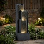 Outdoor Water Fountain, 40 Inch Modern Floor Standing Cascading Waterfall with C... - Image 2