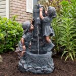 Outdoor Water Fountain with Boy and Girl, Antique Bronze Design and Soothing Sou... - Image 2