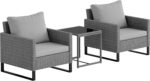 Outsunny 3 Pieces Patio Furniture Set, Wicker Conversation Bistro Set with 4 Sof... - Image 2