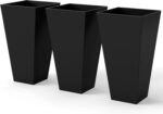 Outsunny Tall Planters for Outdoor Plants Set of 3, 28 in Taper Planters with Dr... - Image 2