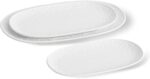 Oval Embossed Serving Platter Set, Stackable Serving Tray, Ceramics White Servin... - Image 2