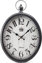 Oval Large Wall Clock Silent Non-Ticking Metal Battery Operated Retro Antique De... - Image 2