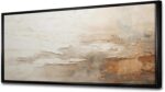 Oversized Abstract Canvas Black Framed Wall Decor - Large Beige Elegant Wall Art... - Image 2