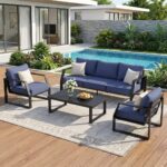 Oversized Modern Outdoor Patio Furniture Set with 5" Thick Cushions, Deep Seats ... - Image 2