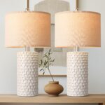 PARTPHONER 23" Modern Ceramic Table Lamp Set of 2, Table Lamps for Living Room, ... - Image 2