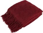 PAVILIA Maroon Red Knit Throw Blanket for Couch Bed, Soft Knitted Farmhouse Sofa... - Image 2