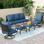 PHI VILLA 5 PCS Patio Furniture Set, Metal Deluxe Patio Set with 1 x 3 Seater De... - Image 2