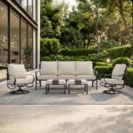 PHI VILLA 5 Piece Metal Patio Furniture Set with 5.75" Cushion, Modern Outdoor F... - Image 2