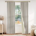 PONY DANCE Thick Faux Linen 100% Blackout Curtains 96 Inch Length, Beige Heavywe... - Image 2