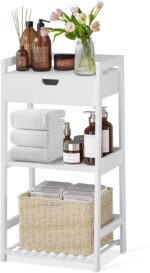 POXAKA 3 Tier Bamboo Bathroom Shelves with Drawer, Ladder Shelf for Bathroom Sto... - Image 2