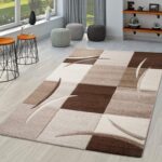 Paco Home Area Rug Checkered with Modern Carved Shades in Beige Brown, Size: 6'7... - Image 2