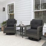Patio Bistro Sets 3 Pieces with 360° Swivel Chairs Set of 2 - Outdoor Patio Furn... - Image 2