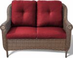 Patio Loveseat Outdoor Wicker Sofa - Heavy Duty All-Weather Brown Rattan 2-Perso... - Image 2