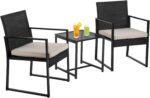 PayLessHere | 3-Piece Outdoor Patio Furniture Set | Khaki | Modern Rattan Bistro... - Image 2
