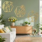 Peryiter 3 Pcs Metal Flower Wall Decor Minimalist Floral Wall Hanging Decor Meta... - Image 2