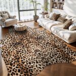 Pettop Luxury Faux Leopard Print Rug 5.3x6.2 Ft - Western Cheetah Area Rugs for ... - Image 2