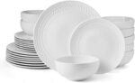 Pfaltzgraff Josephine 24-Piece Dinnerware Set, Porcelain Dish Set with Embossed ... - Image 2