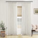 Pinch Pleated Linen Curtains 108 Inches Long for Living Room 2 Panels Set Cream ... - Image 2