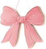 Pink Bow Wooden Wall Sign - Cute Girls Room Decor, Preppy Hanging Plaque for Dor... - Image 2