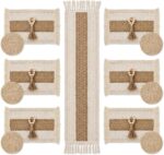 Placemats Set of 6 with Long Table Runner and Wood Napkin Rings, Hand-Woven Boho... - Image 2