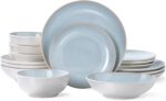 Plates and Bowls Sets for 4 - CJDC-QUELO 16-Piece Stoneware Dinnerware Sets, Cer... - Image 2