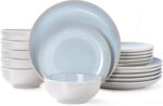 Plates and Bowls Sets for 6 - CJDC-QUELO 18-Piece Stoneware Dinnerware Sets, Cer... - Image 2