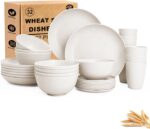 Plates and Bowls Sets for 8, Unbreakable & Lightweight Wheat Straw Dinnerware Se... - Image 2