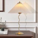 Pleated Table Lamp, S Tube Modern Table Lamp for Bedroom, Bedside Lamps with Org... - Image 2