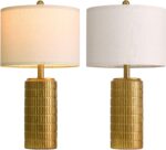PoKat 23" Brass Gold Ceramic Table Lamps for Living Room, Retro Warm Gold Lamps ... - Image 2