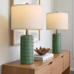 PoKat 24" Modern Ceramic Table Lamps Set of 2 for Bedroom, Green Bedside Lamps f... - Image 2