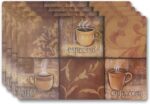Popular Home Stylish Place Mats Coffee Tiles Kitchen décor with Premium Polyprop... - Image 2
