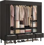 Portable Closets for Hanging Clothes,Clothes Rack with Cover,Portable Wardrobe C... - Image 2