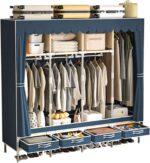 Portable Wardrobe with 4 Drawers and 3 Shelves, 67 Inch Large Capacity Freestand... - Image 2