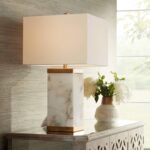 Possini Euro Design Mindy Modern Table Lamp 24 3/4" High with Nightlight White G... - Image 2