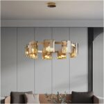 Postmodern LED Amber Smoky Glass Chandeliers Luxury Round Pendant Lamps Home Dec... - Image 2