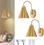 Powfloven Vintage Rechargeable Wall Sconces Set of 2, Gold Battery Operated Beds... - Image 2
