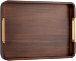 Premium 17.5 x 13 Inch Acacia Wood Serving Tray with Metal Handles – Large Ottom... - Image 2