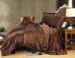 Pure Mulberry Silk 16 Momme Duvet Cover Set - 3 Piece Set - King Brown Solid - 1... - Image 2