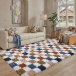 PureCozy Checkered Rug 5x7 for Living Room, Modern Rainbow Shag Rug Super Soft W... - Image 2