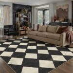 PureCozy Machine Washable 5x7 Area Rugs for Living Room Modern Soft Black and Wh... - Image 2