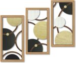 Putuo Decor Modern Geometric Cut-Out Wall Art Set of 3, Black Gold Circle Wall P... - Image 2
