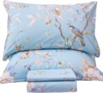 QSH Floral Bed Sheets Set Queen Size - Luxury Bird Butterfly Print Bed Sheet Set... - Image 2